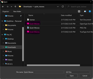 click on "upload" and upload the ttf/otf file