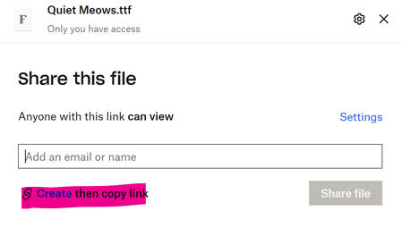 open the file and click on "share" & create link"